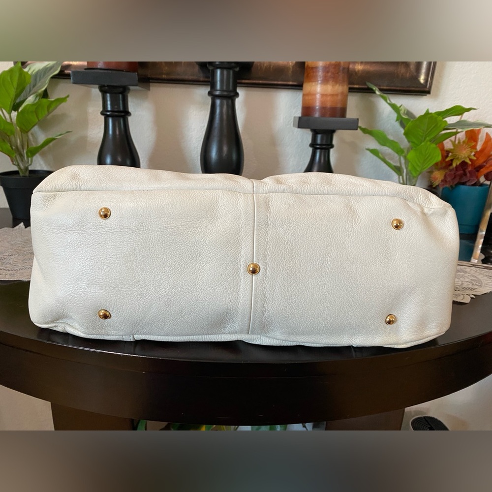 Cynthia Rowley Womens Shoulder Bag, Leather Zip Pockets Off White/Brown, X LRG - Picture 6 of 16